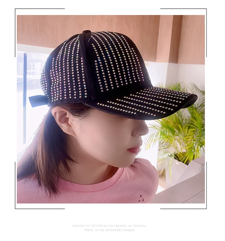 

Diamond Fashion Women's Hat Korean Versatile Baseball Hat Water Diamond Sunshade Hat Women's Diamond Embedding Deepening