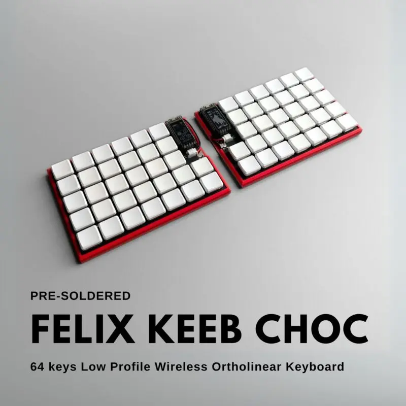 Wireless FelixKeeb Choc V1 Ortholinear Split Keyboard ZMK Firmware Hot Pluggable 64key Bluetooth Low Profile Split Keyboards