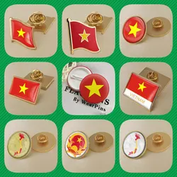 Vietnam Flag National Emblem Brooches Badges Lapel Pins