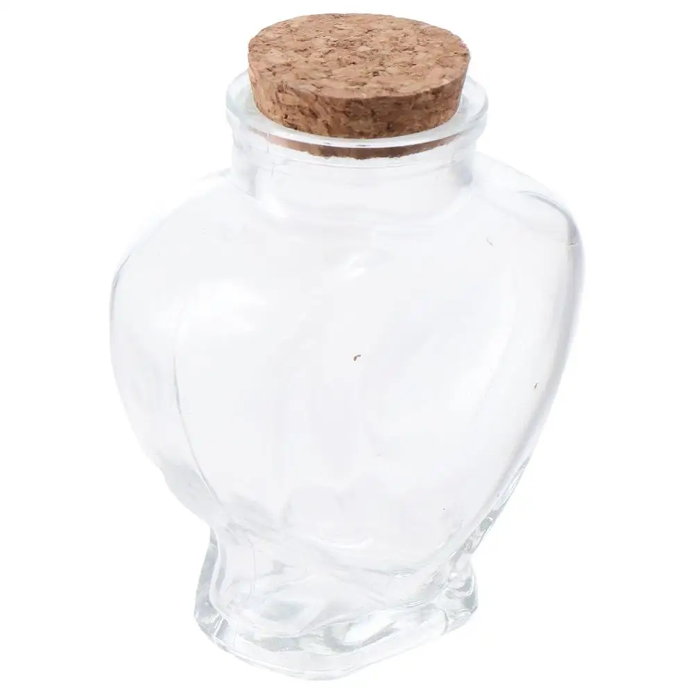 Small Heart-Shaped Bottle Clear with Cork Stoppers Wishing Bottle Portable Drift Bottle