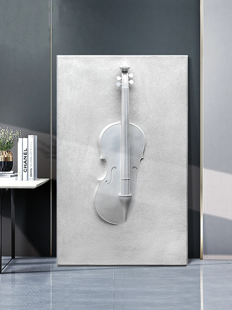 Home Decor Violin Statue Art Wall Hanging Painting Painting Simple Style Living Room Sofa Background Wall 3D Relief Painting