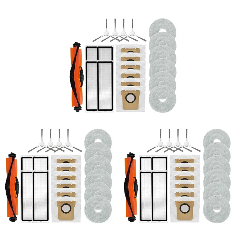 B99A-3 Set For Xiaomi Robot Vacuum X20 Plus / X20 + Robot Vacuum Cleaner Main Side Brush Hepa Filter Mop Cloth Dust Bag