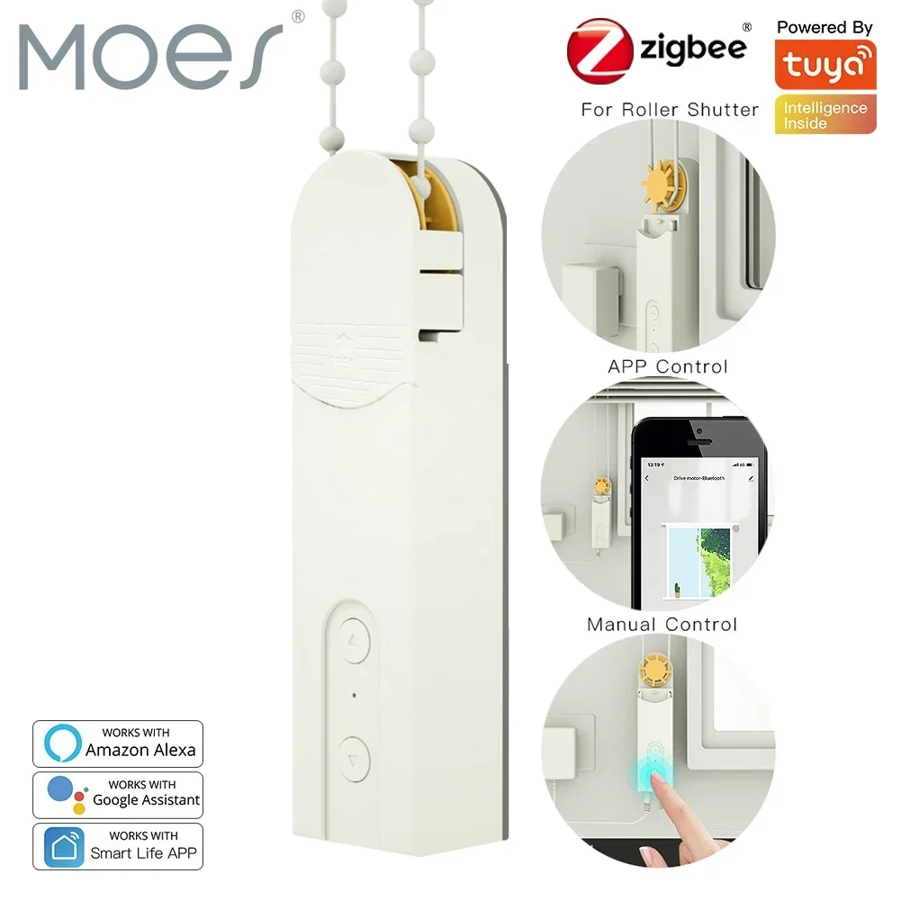 MOES ZigBee Smart DIY Motorized Roller Blinds/Shades Drive Motor Hub Tuya Smart Life APP Alexa Google Home Voice Control