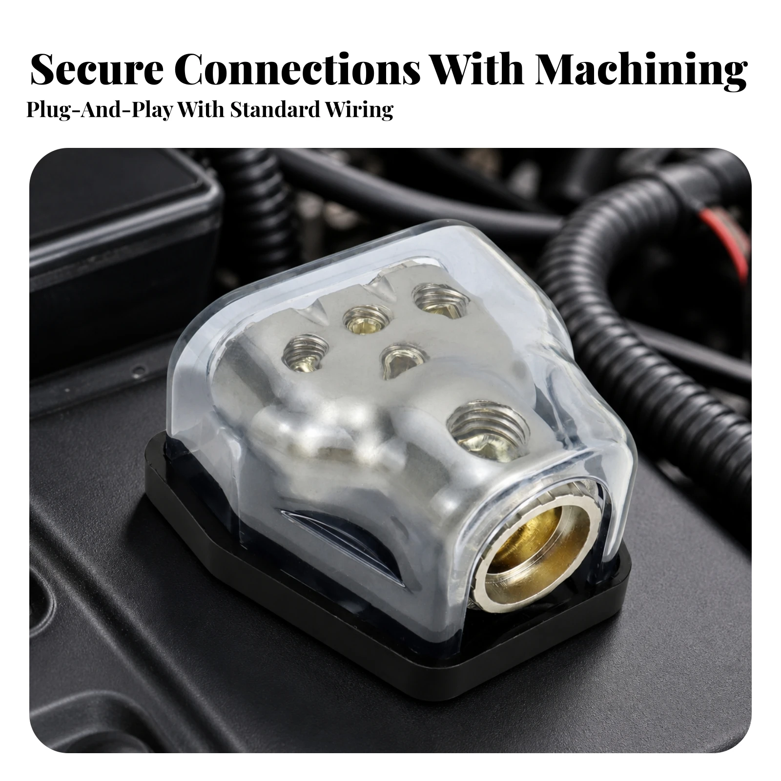 Power Distribution Block with Cover 12V Car Audio Power Block Hardware Gold-Plated