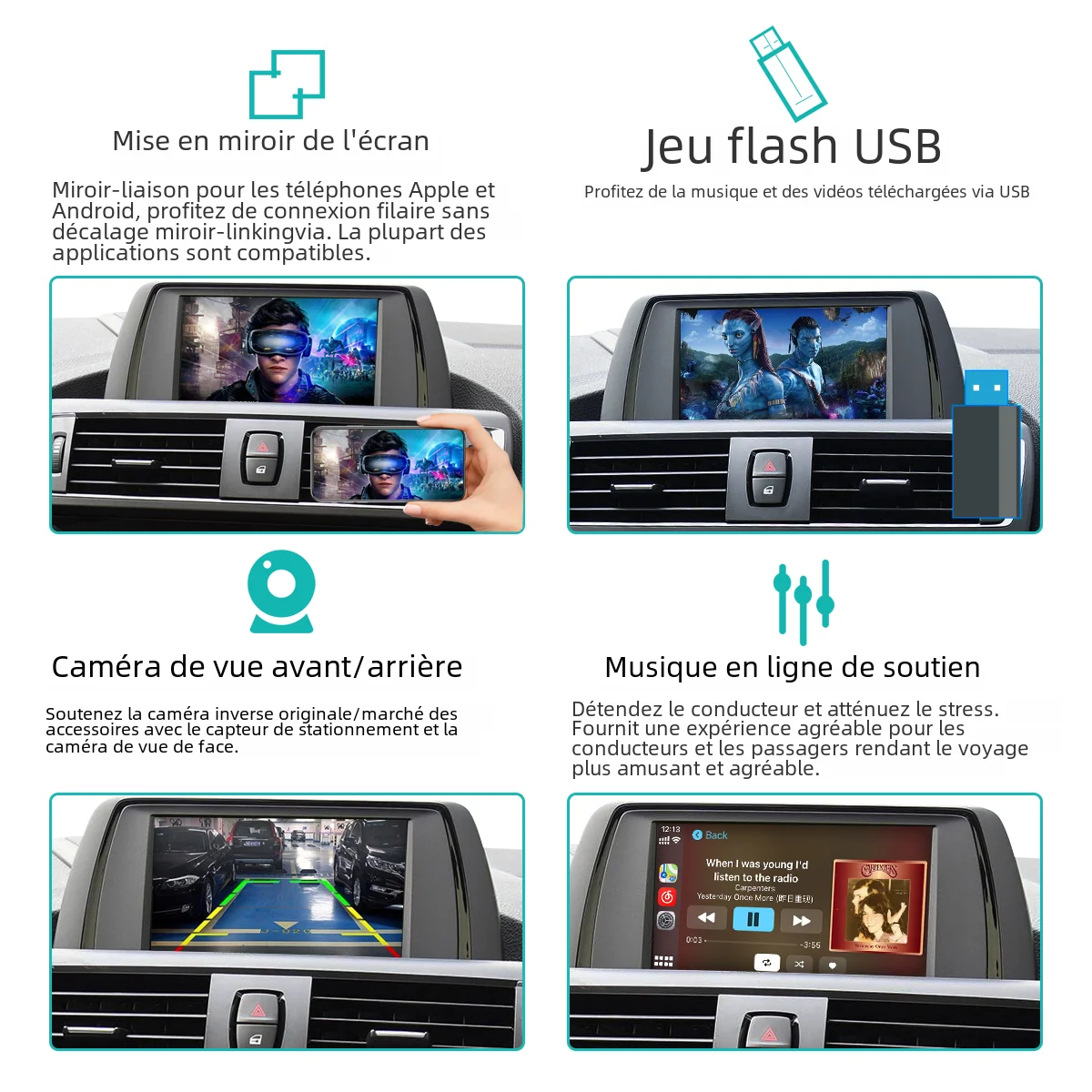 CarPlay sans fil pour BMW, décodeur automatique Android, NBT, CIC, EVO, CCC, série 1, 2, 3, 4, 5, 7, E70, F10, F25, F26, F48, MINI Tage, X5, X6,