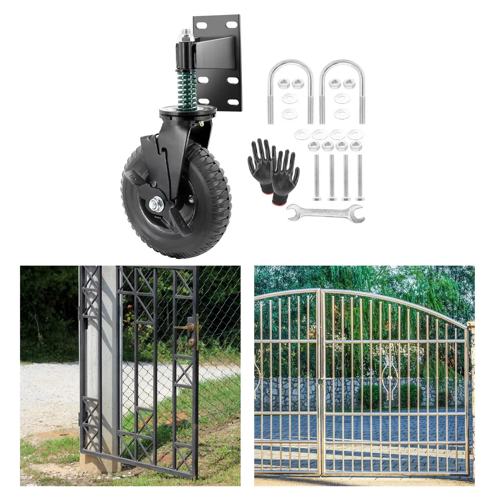 

Heavy Duty Gate Caster 7.5” Fence Gate Wheel Gate Caster Heavy Duty with Brake