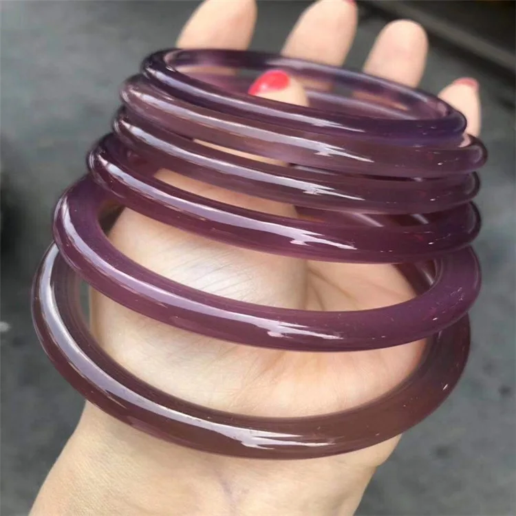 

Natural Agate Imperial Purple Pith Thin Round Bracelet Women's Fashion Versatile Jade Bracelets