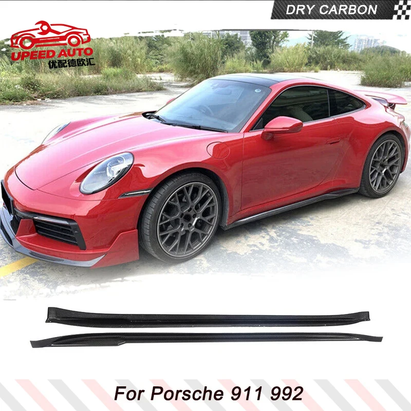 

Suitable for Prepreg Dry CARBON FIBER Car Skirt Extension Porsche 911 992 2019-2021 Racing Side Lip Spoiler Body Kits