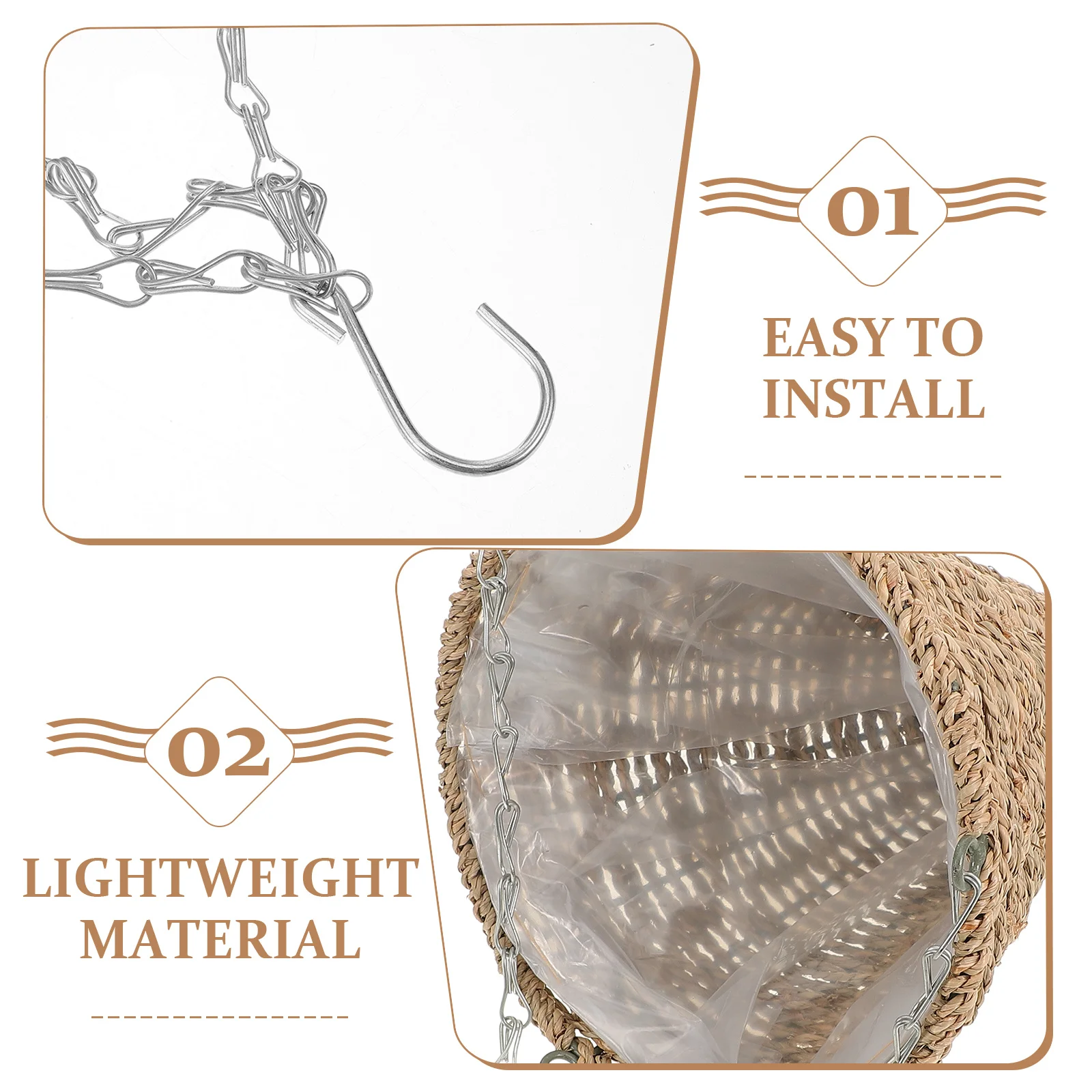 

Woven Hanging Flower Pot Indoor Outdoor Balcony Planter Durable Garden Hanging Basket Decor Plant Container Frost Resistant