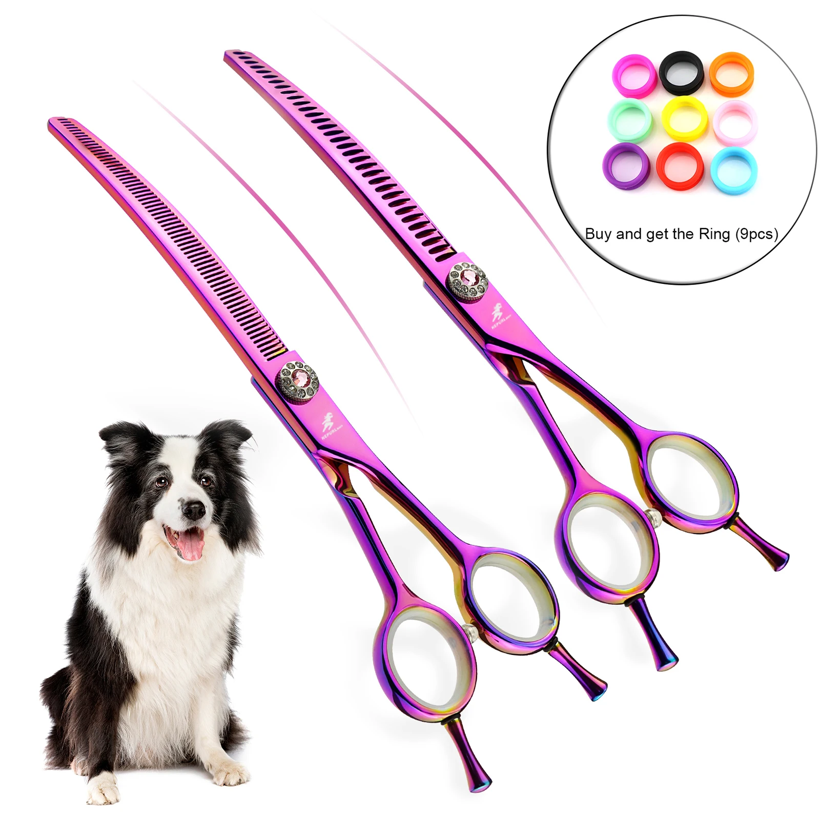 Professional Japanese VG10 Stainless Steel Pet Grooming Scissors 7.0 Inches Curved Trimming Scissors Suitable for Beauty Use
