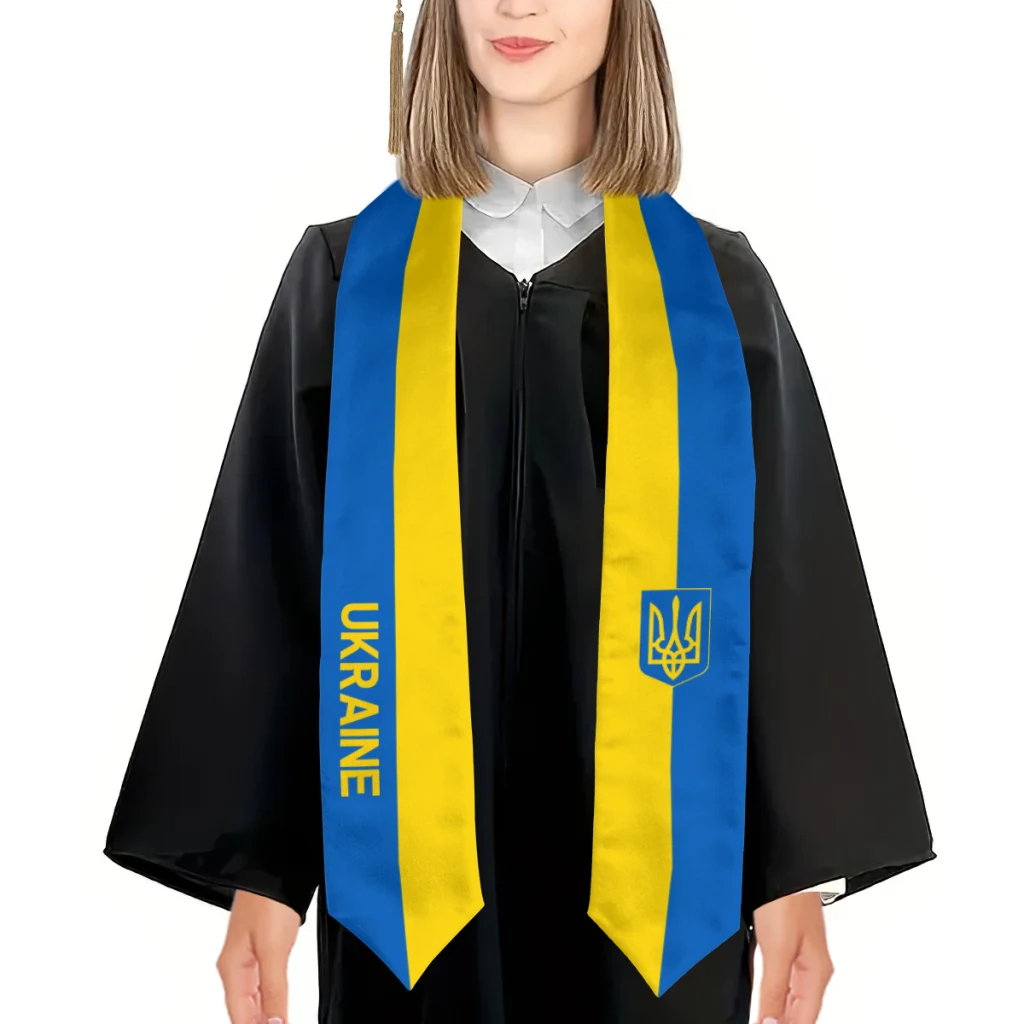 Lebih desain syal wisuda bendera Ukraina & bendera Amerika Serikat syal bulu tangkis Honor belajar di kapal siswa internasional