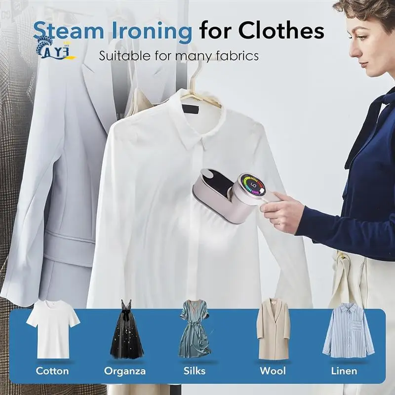 AY03-مكواة سفر صغيرة مع وظيفة البخار، 6 أوضاع للكي الذكية، مكواة بخار للملابس المحمولة، مكواة صغيرة محمولة بمقبس الاتحاد الأوروبي