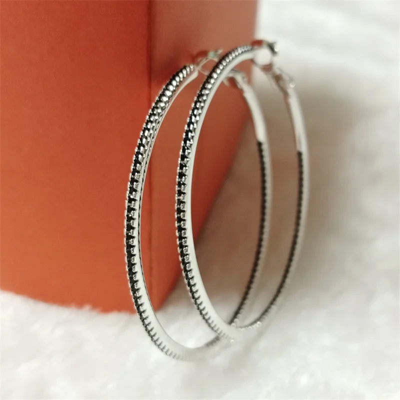 SENLISSI-Fashion Hoop Earrings For Women 925 Sterling Silver Clear Zircon Simple Anti-allergy 18K Fine Cерьги Kольц  Jewelry