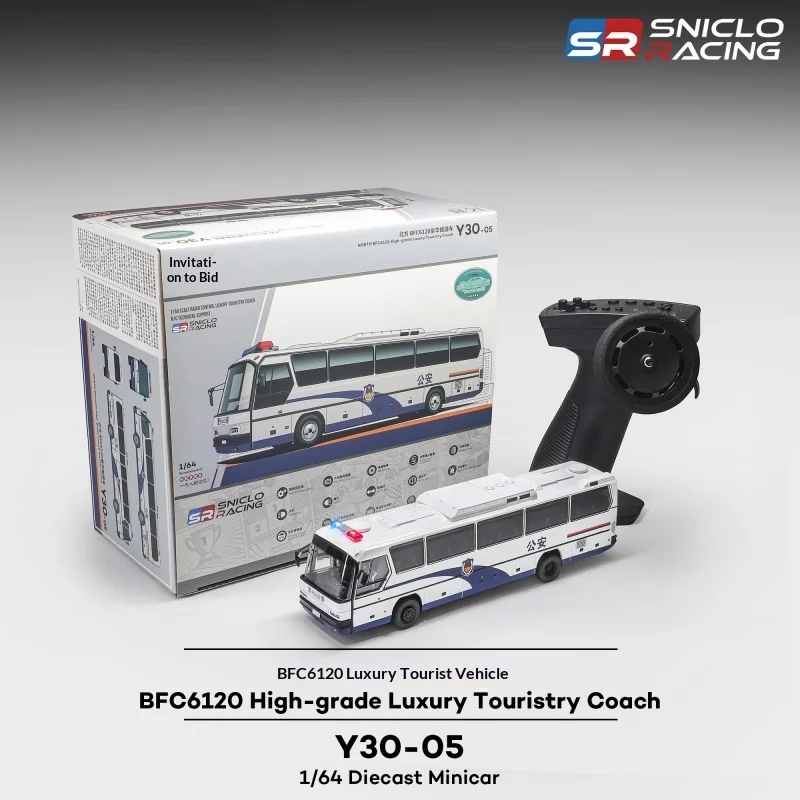 New In Stock 1/64 Diecast Police Bus Model BFC6120 Alloy Collectible Display Decor Adult Hobby remote-controlled car