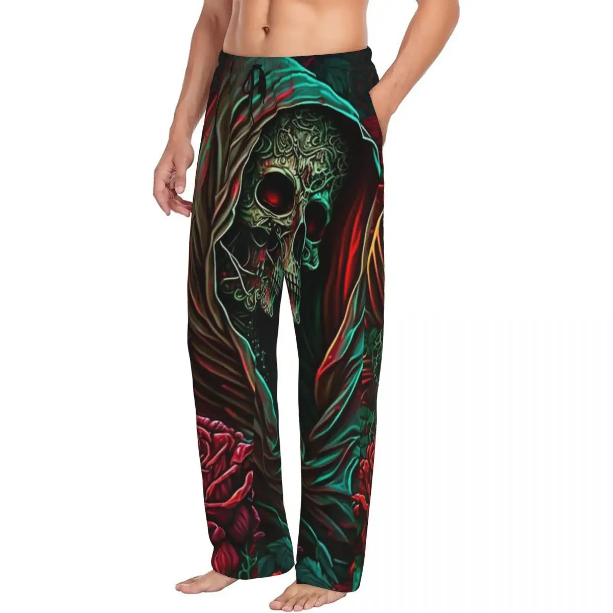 

Мужские пижамные штаны Santa Muerte на заказ с лесными розами, одежда для сна с карманами