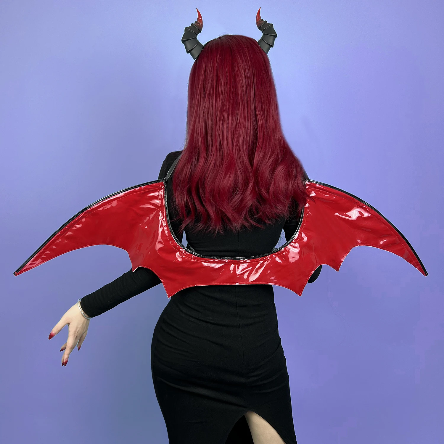 KORURACLUB 1PC HALLOWEEN WINGS COSPLAY DEMON COSTUME PU LEATHER