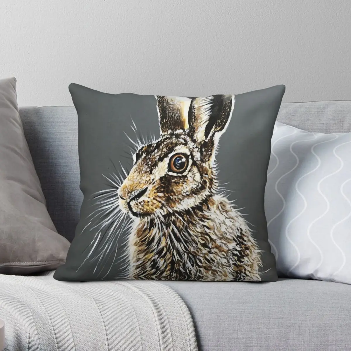 Blossom Hare Square Pillowcase Polyester Linen Velvet Pattern Zip Decor Throw Pillow Case Bed Cushion Cover Wholesale