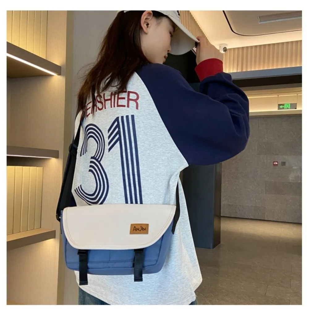 

Large Capacity Nylon Messenger Bag Korean Style Multi Pocket Women Shoulder Bag Postman Diagonal Bag Flip Cover Crossbody Bag