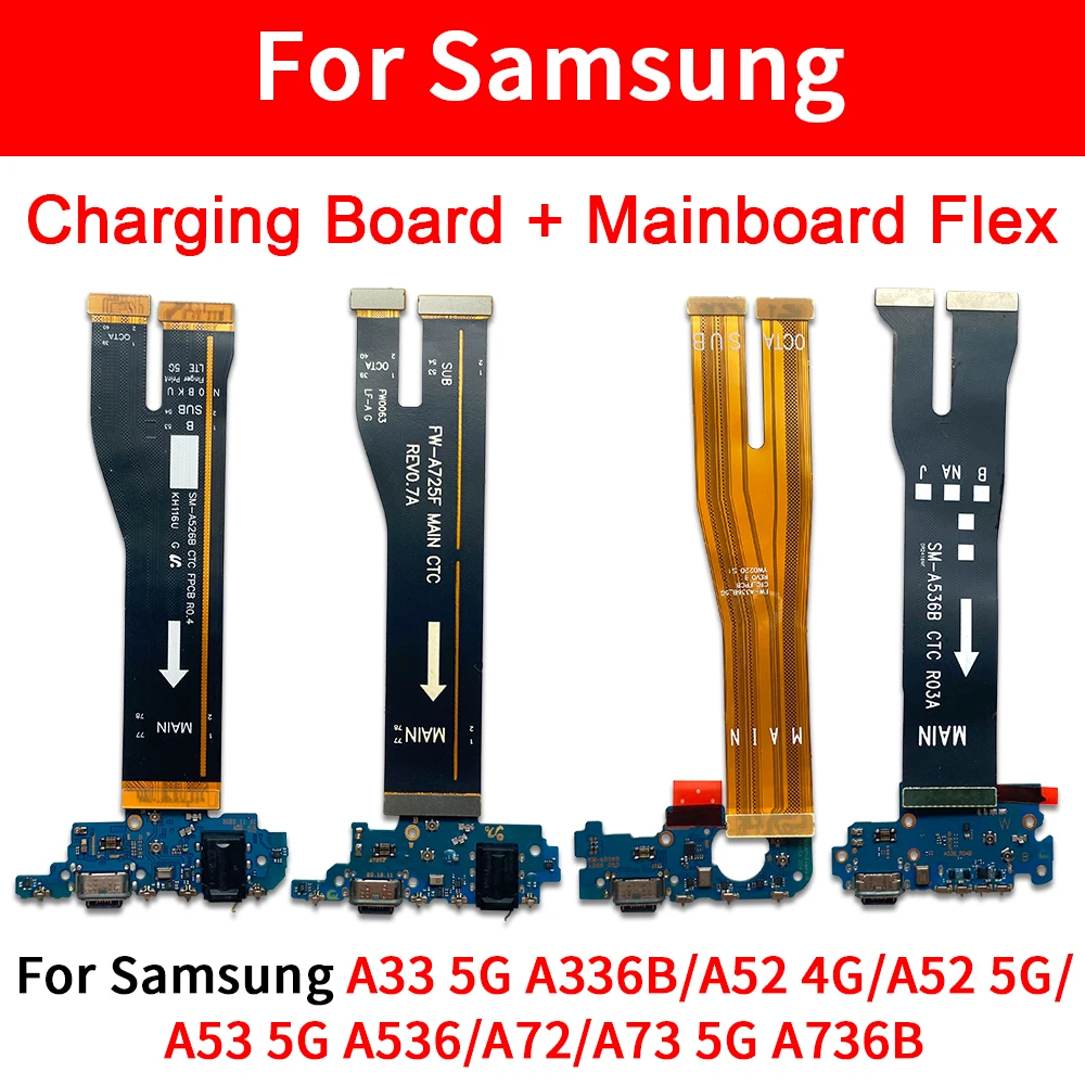 10 Pcs USB Charging Board Port Flex Cable Connector Parts For Samsung A33 A53 A72 A73 A52 4G 5G Main Motherboard Connector Board