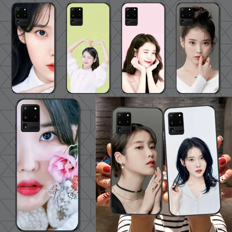 IU Lee JiEun Smart Phone Case for Samsung A91 A81 A73 A72 A71 A30S A20 A12 A13 A52 A53 4G 5G Black Soft Phone Cover Funda