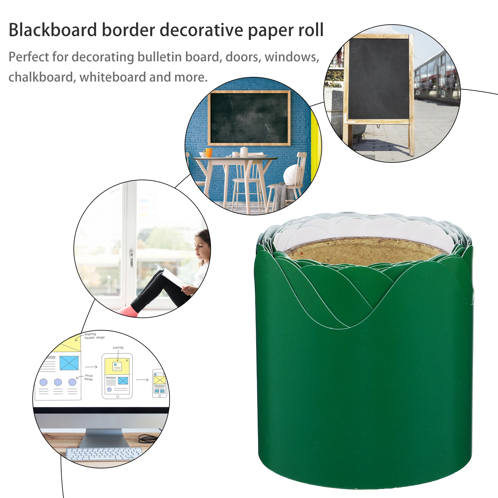 5M Blackboard Border Trim Waterproof Classroom Decoration Bulletin Board Decor Chalkboard Border Whiteboard Trim