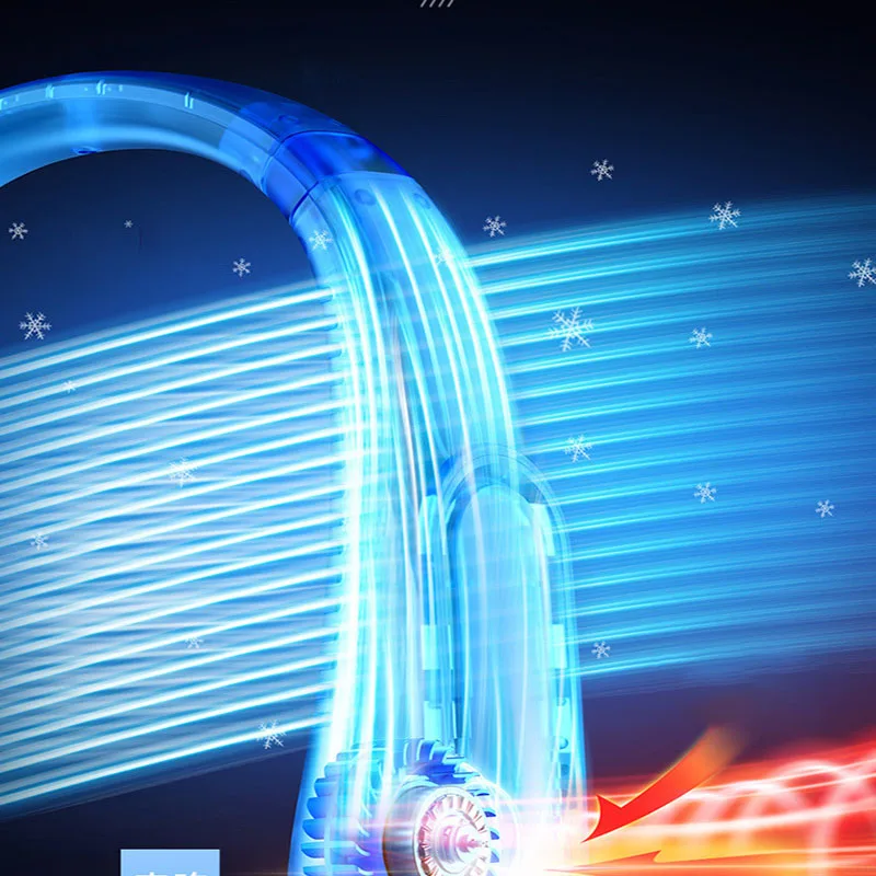 LED Display Portable Neck Fan Hanging Air Cooler Electric Fans Bladeless Rechargeable Ventilador Cooling Fans Neckband Outdoor