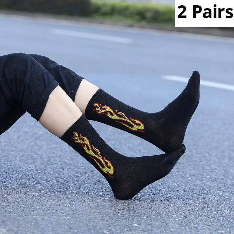 2 Pairs Of New Mens Socks Autumn And Winter Pure Cotton Mid Tube Sports Socks The Street Trend Of Men Socks