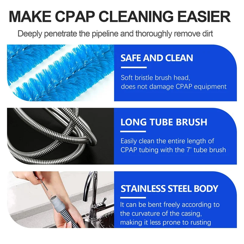 

4-Piece Set Of CPAP Tube Cleaning Brush, Suitable For Standard CPAP Hoses And Masks With Diameters Of 15-22Mm