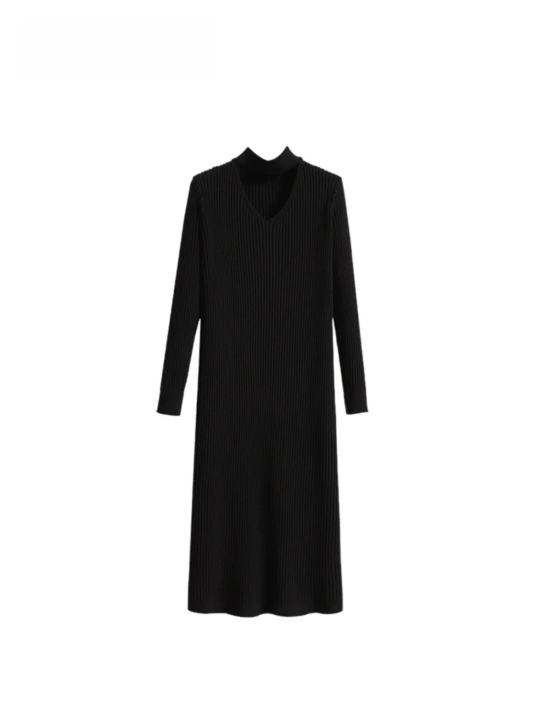 

plus Size Long Sve V-Ne Dr Women's Autumn Faion Loose Small Fraance Sle Skirt Sweet Sle Ci Commute Polyeste...