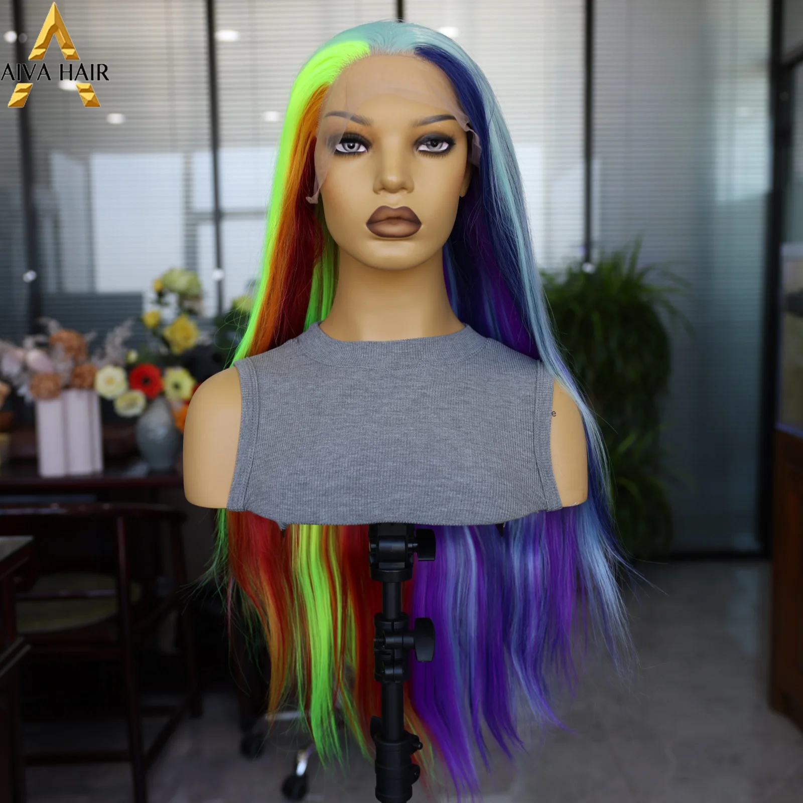 Aiva Mixed Color Synthetic Wig Long High Temperature Resistant Wigs Suitable For Cosplay Performance Wig To Attract Attention