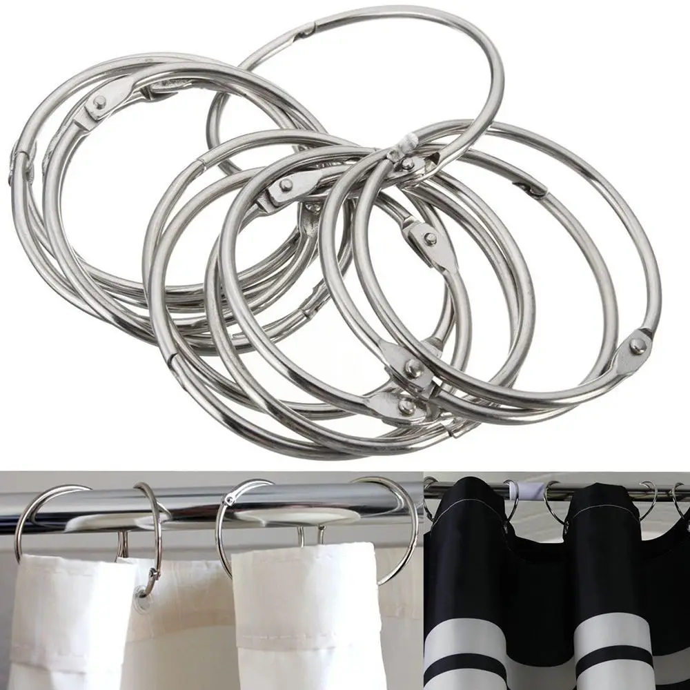 12Pcs/Lot Anti Rust Round Bathroom Tools Hooks Rings Easy Glide Shower Curtain