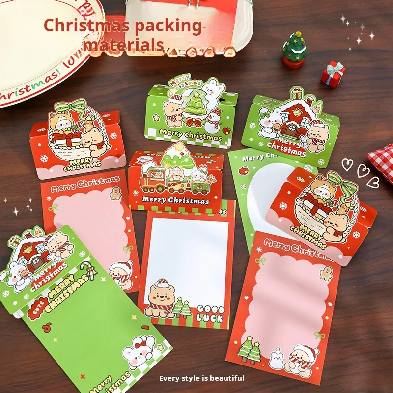 10Pcs Christmas greeting card Kpop Photo Folding Card Back Photo Card topper DIY Packing Material Card Message Fixed Board