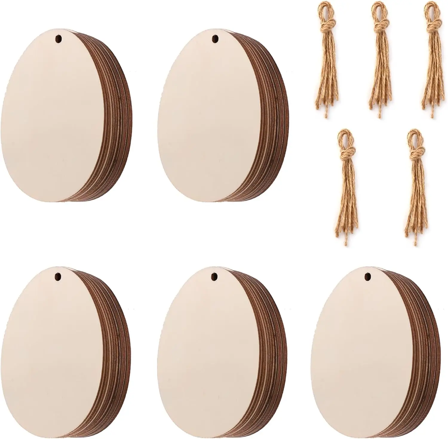 

Paintable Wooden Easter Ornaments - DIY Craft Eggs & Hanging Wood Slices for Kids Art