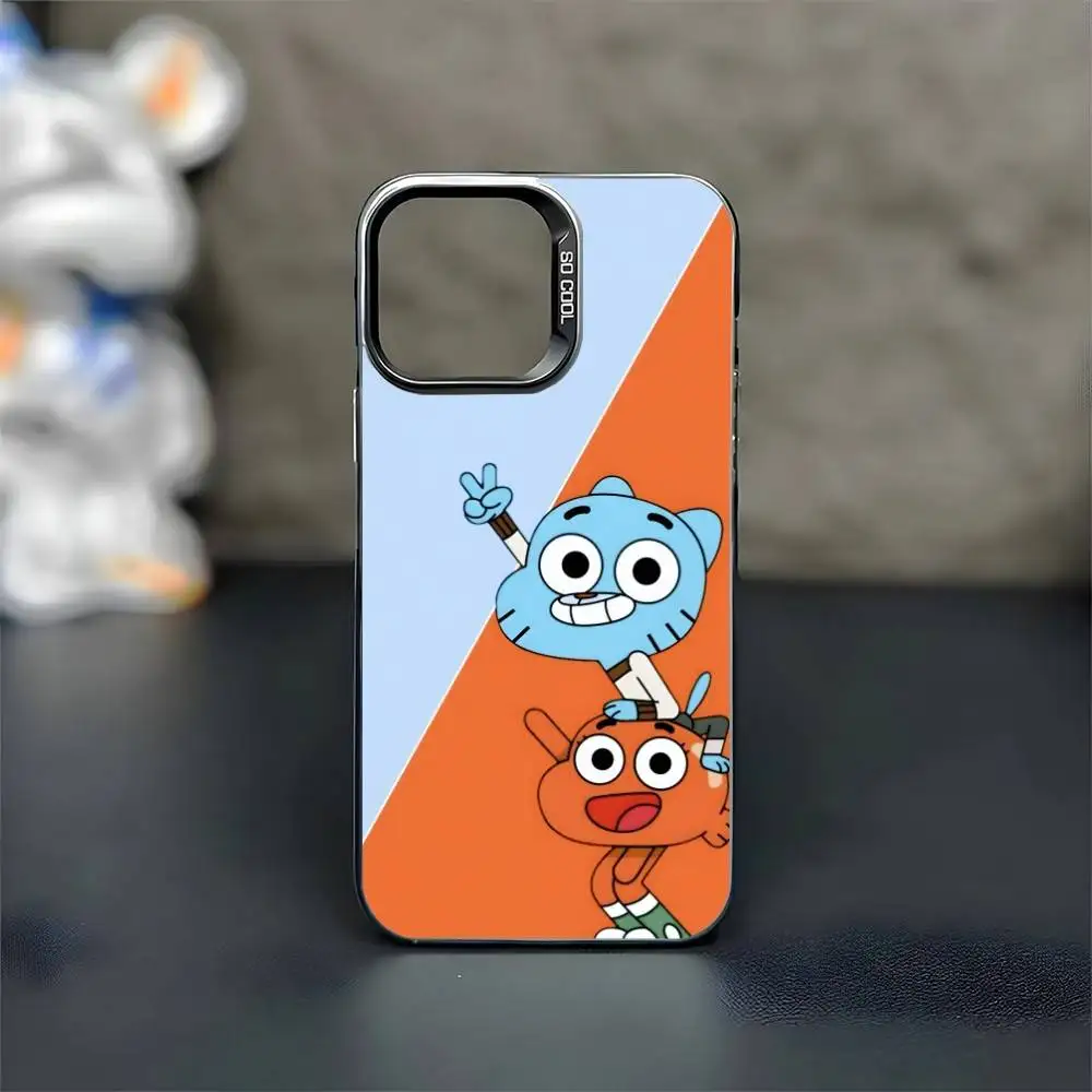 漫画A-アメイジングW-ワールドG-ガムボール iPhone17、16、15、14、13、12、11 Plus、Pro Max用スマホケース ブラックマット耐衝撃カバー