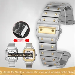 For Cartier Santos Steel Band Santos 100 Stainless Steel Watch strap Bracelet WSSA0009 Men's Women's Large Metal strap 20mm 23mm