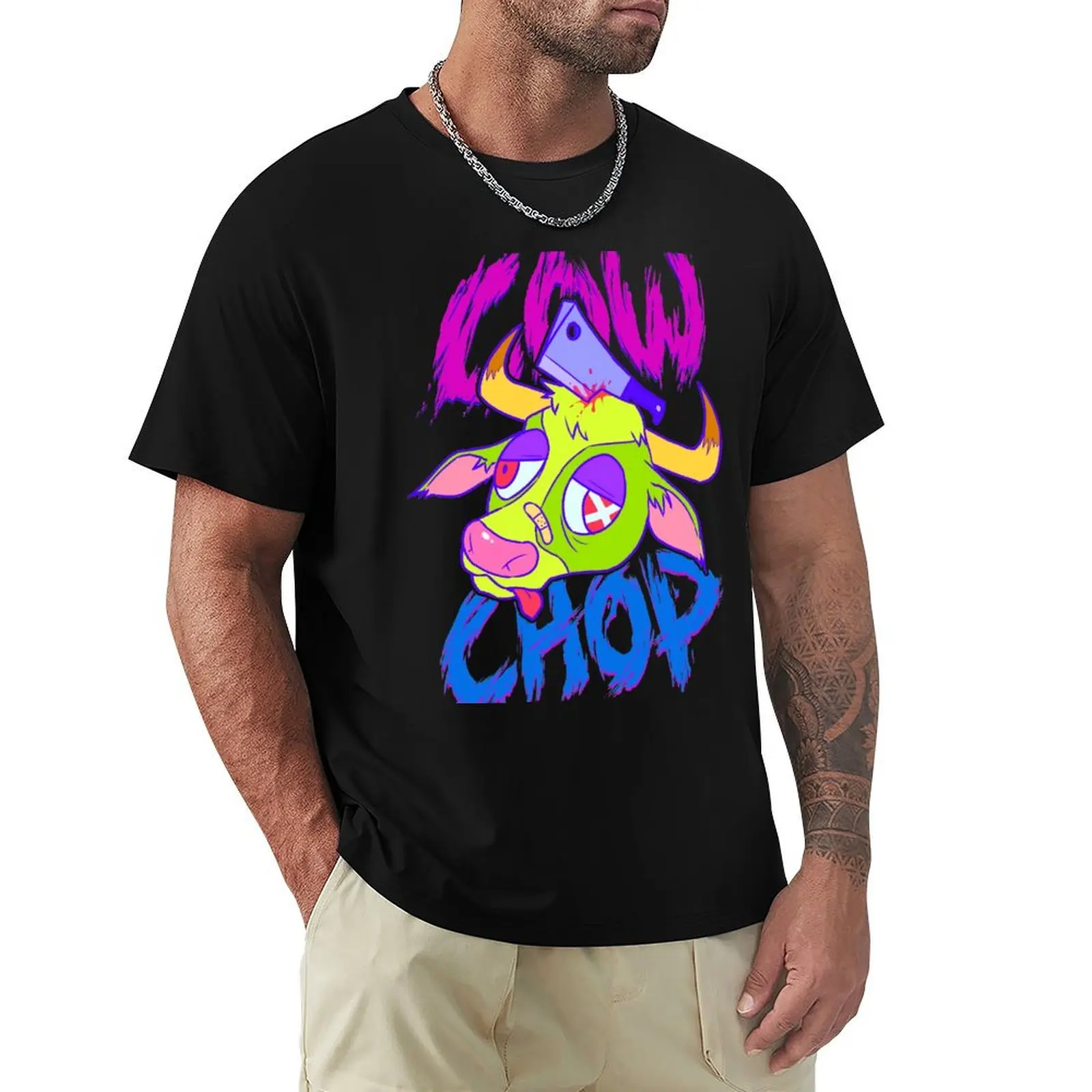 Cow Chop T-Shirt Casual Basic Short Sleeve T-Shirt