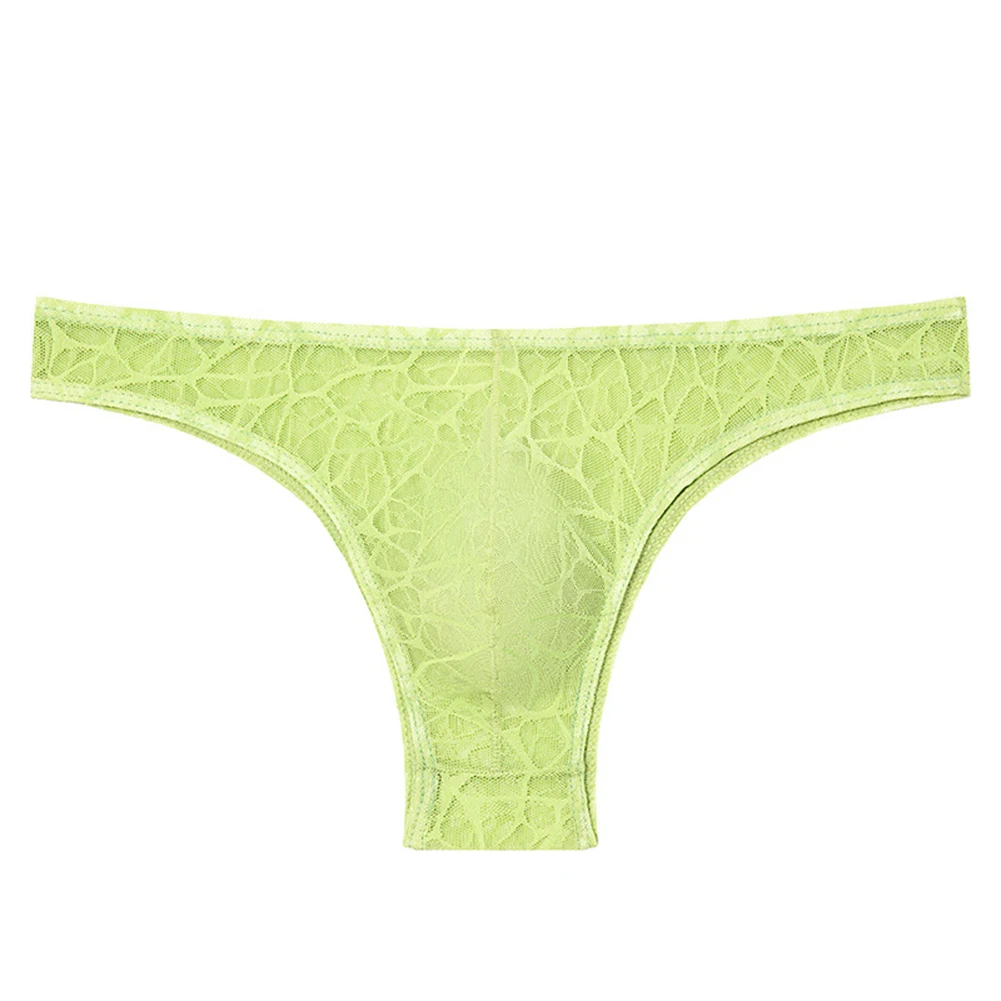 Men\'s Low Waist Lace Hollow Briefs Translucent Underwear for Men Half-Covered Butt Design Solid Color Daily Wear