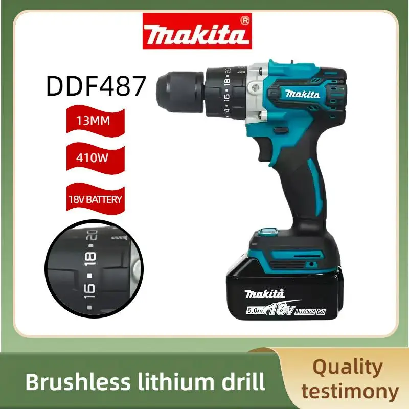 

MAKITA 18V lithium electric rechargeable hand drill DDF487 13mm without battery