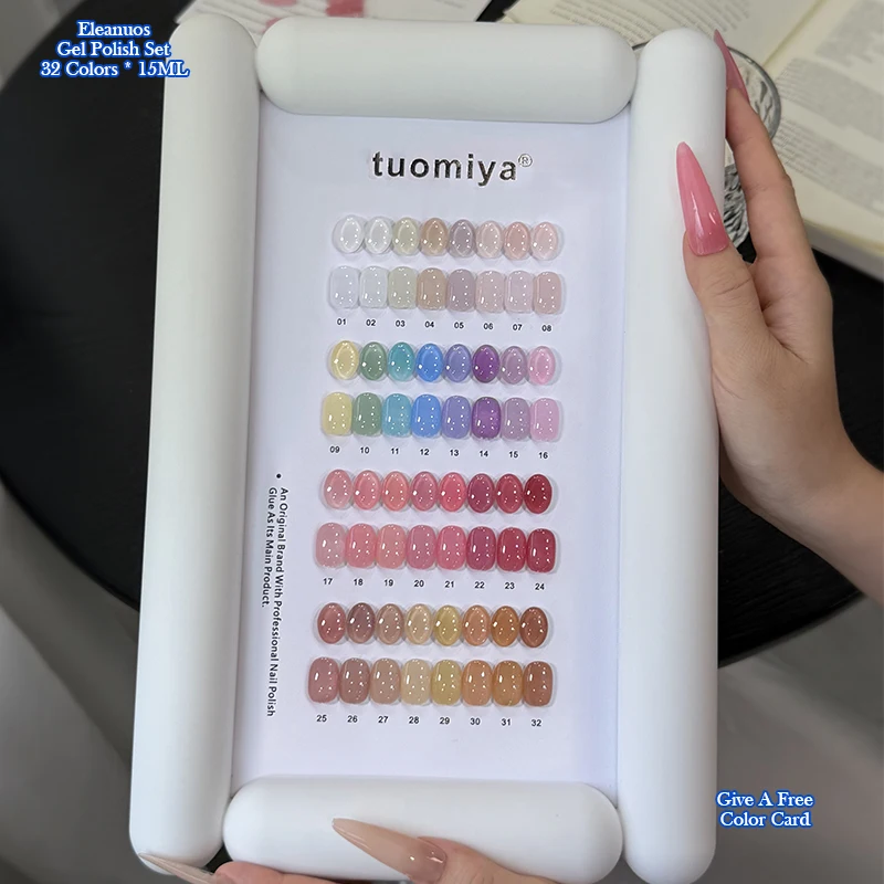 32 Colors Milky Jade Nail Gel Polish Set Translucent Nude Clear Jelly UV Soak Off With Color Chart Display Board Salon Manicure