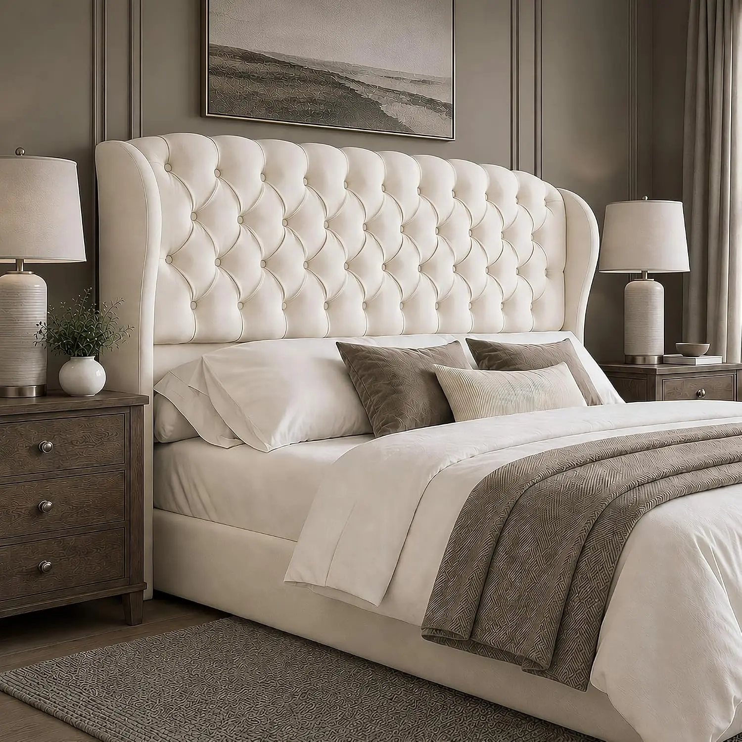 Headboard Only, Velvet Upholstered Wingback, Customized