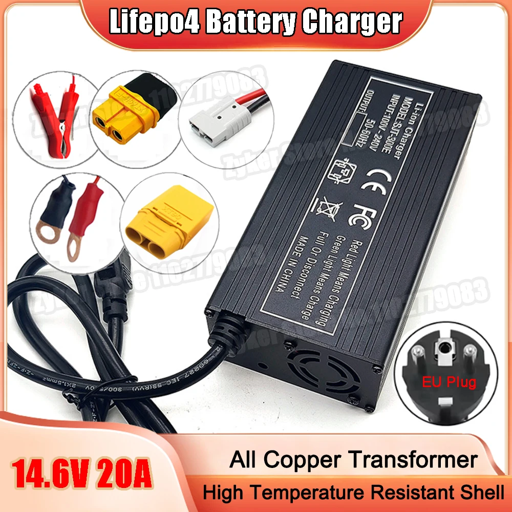 14.6V 20A Lifepo4 Battery Charger 12V Smart High Power Charger For Lithium iron Phosphate Battery Pack 110V-240V EU Plug Charger