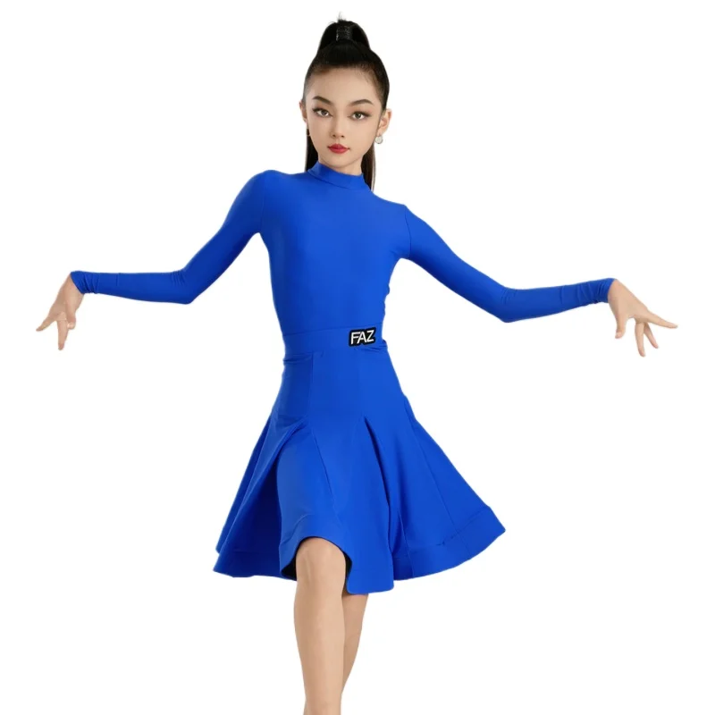 เครื่องแต่งกายเต้นรำละตินขั้นสูงสำหรับเด็กผู้หญิงการแข่งขันเด็กที่กำหนดให้สวมเครื่องแต่งกายการสอบศิลปะกระโปรงขนาดใหญ่เครื่องแต่งกายการแสดง