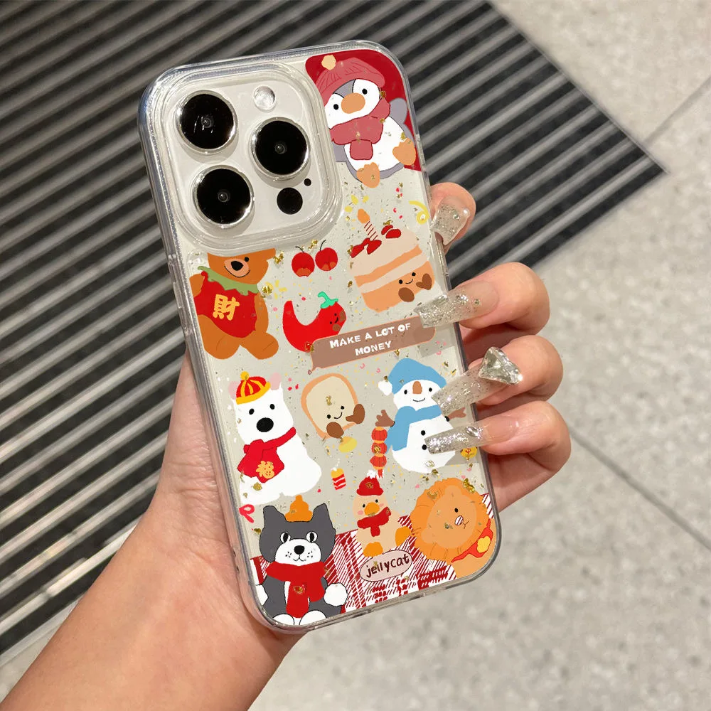 SEIRASSIM cute cartoon animals soft phone case for iphone 16 pro max 15 plus 14 13 11 silicon back cover for iphone 12 pro shell