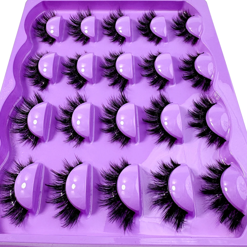 Nuevo 10 pares de pestañas postizas naturales completas, gruesas rizadas esponjosas para fiestas, pestañas manga, esenciales de viaje 3
