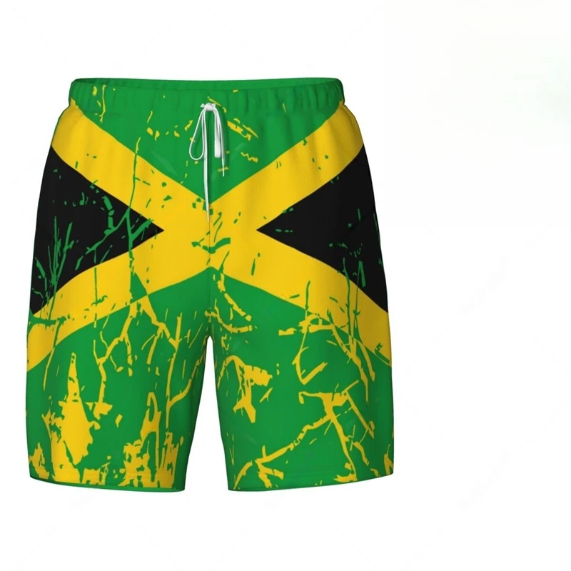 Fashion Jamaica Flag Beach Shorts Summer Casual Men Women 3D National Emblem Printed Short Pants Loose Quick Dry Swim Trunks