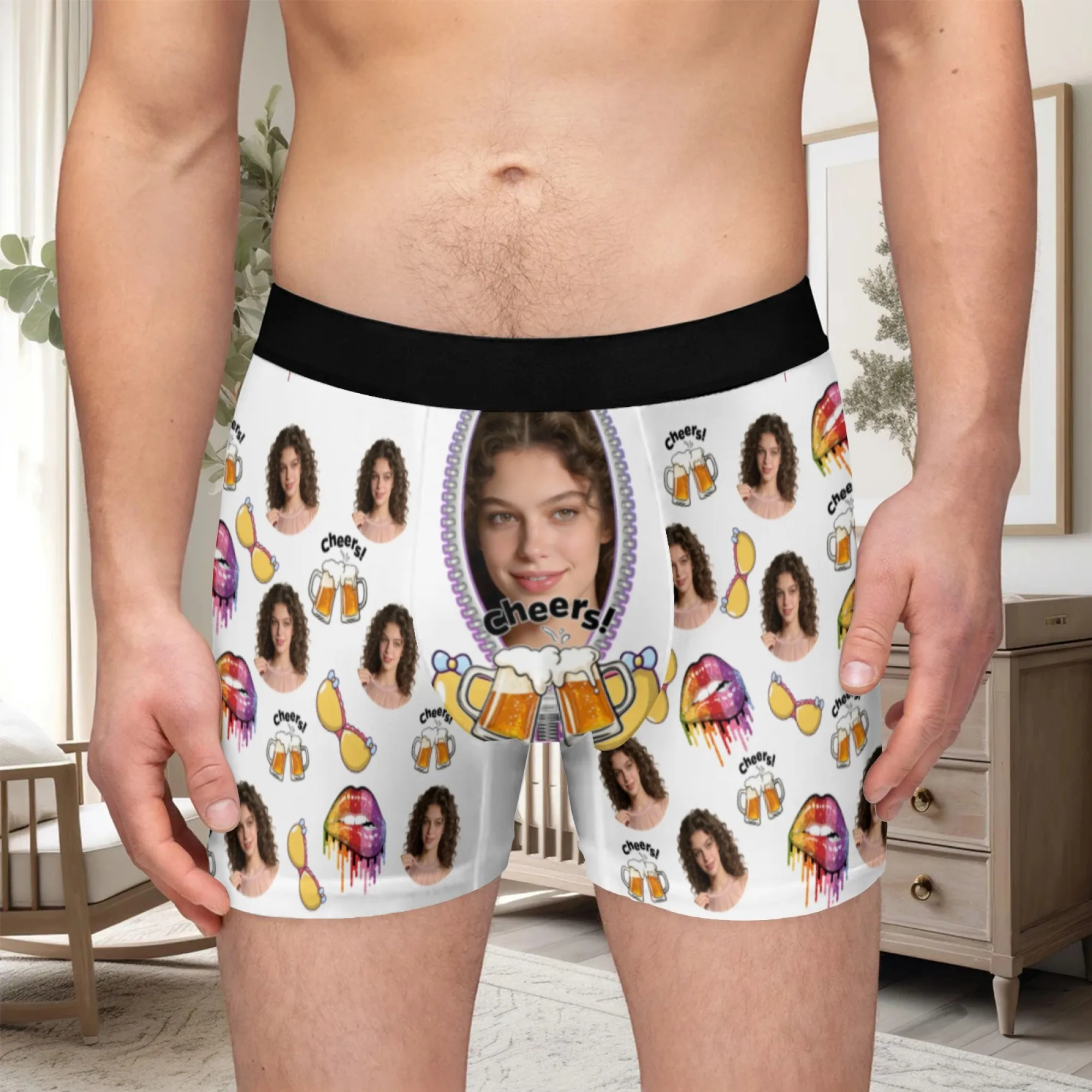 Personalized facial photo DIY customization flat underwear customization men's Valentine's Day gift for husband gift for father