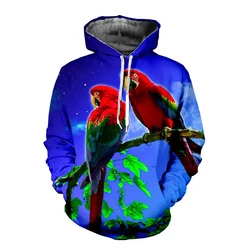 Autumn Bird Parrot Animal 3D Print Hoodies Men Women Fashion Casual Sweatshirts Oversized Hoodie Pullovers Tracksuit Clothing