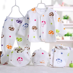 5Piece Spring Fall Newborn Outfit For Baby Girl Clothing Set Cartoon Cute Cotton Soft Print Tops+Pants Toddler Boy Clothes BC243