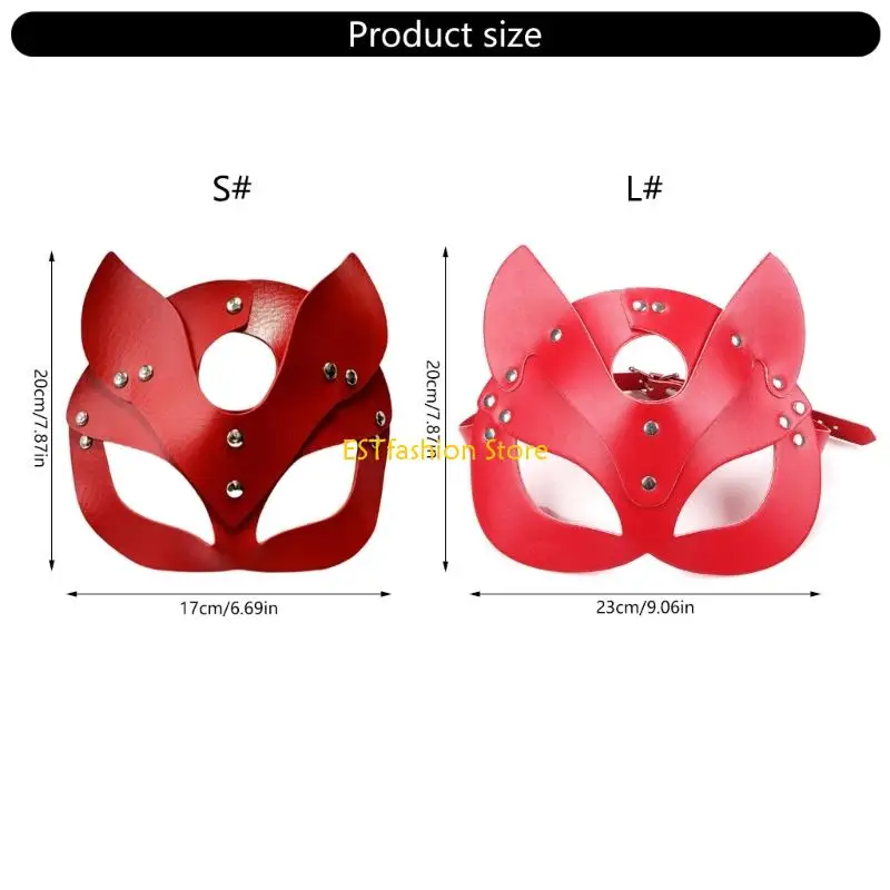 Y5GC Stylish Black PU Leather Masquerades Mask Adjustable For Adults And Teens Cosplay