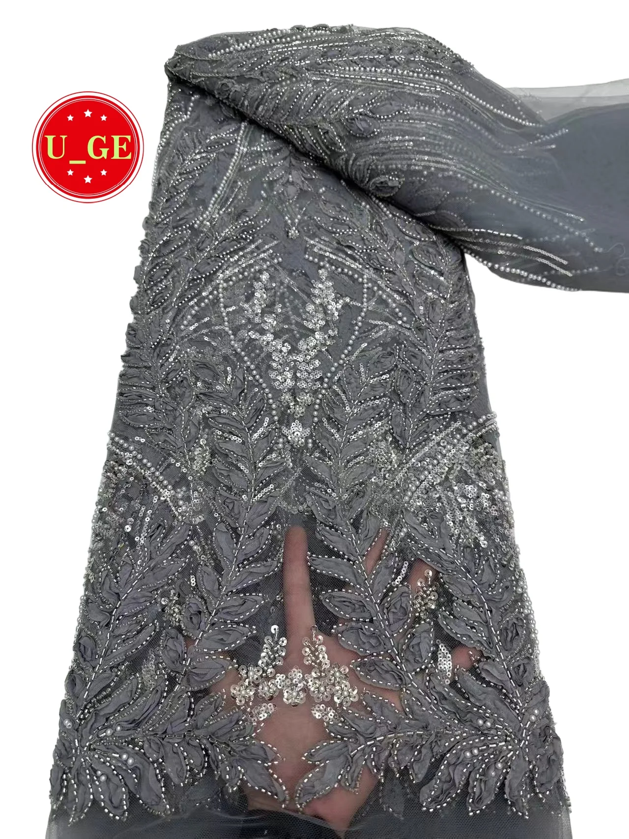 

2025 Latest Elegant Best Quality Mixed Colors Luxurious Beaded Tube Lace With Stones fabric For Party Evening Dresses U_Ge7586